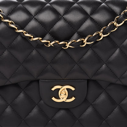 Chanel Lambskin Quilted Jumbo Double Flap Black 15 of 15