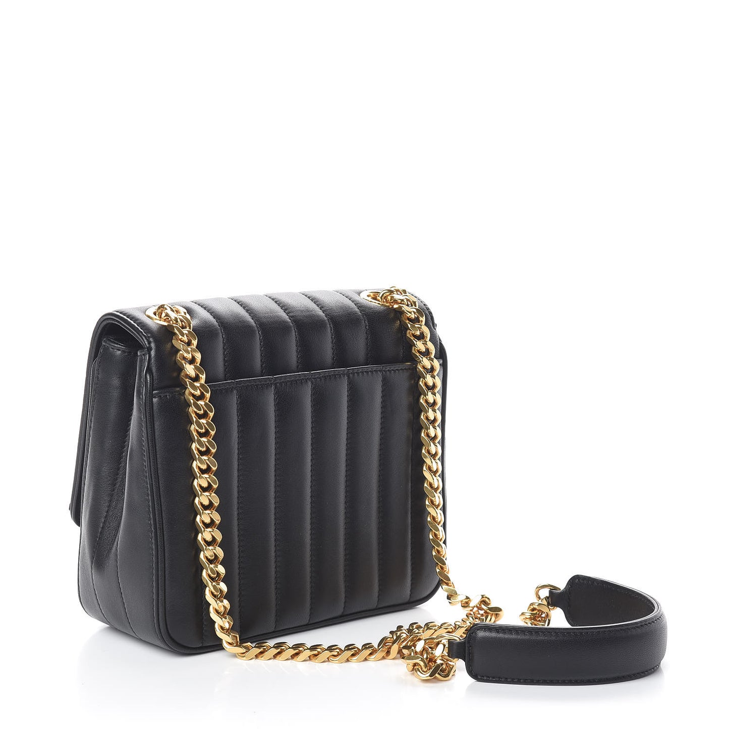 Lambskin Matelasse Monogram Medium Vicky Chain Bag Black