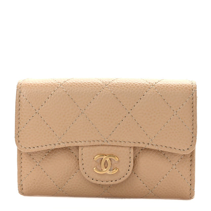 Chanel Caviar Quilted Flap Card Holder Wallet Beige 1 of 8