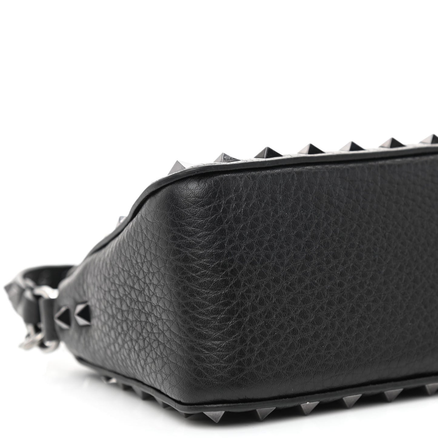 Grained Calfskin Small Rockstud Crossbody Bag Black