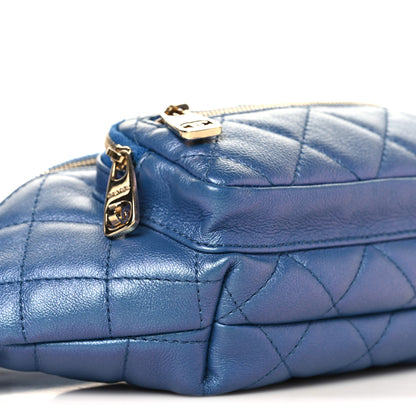 Chanel Iridescent Calfskin Quilted All About Waist Belt Bag Dark Blue 8 of 10