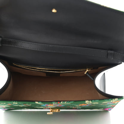 Gucci Jacquard Floral Medium Sylvie Top Handle Bag Green Multicolor Black 5 of 13