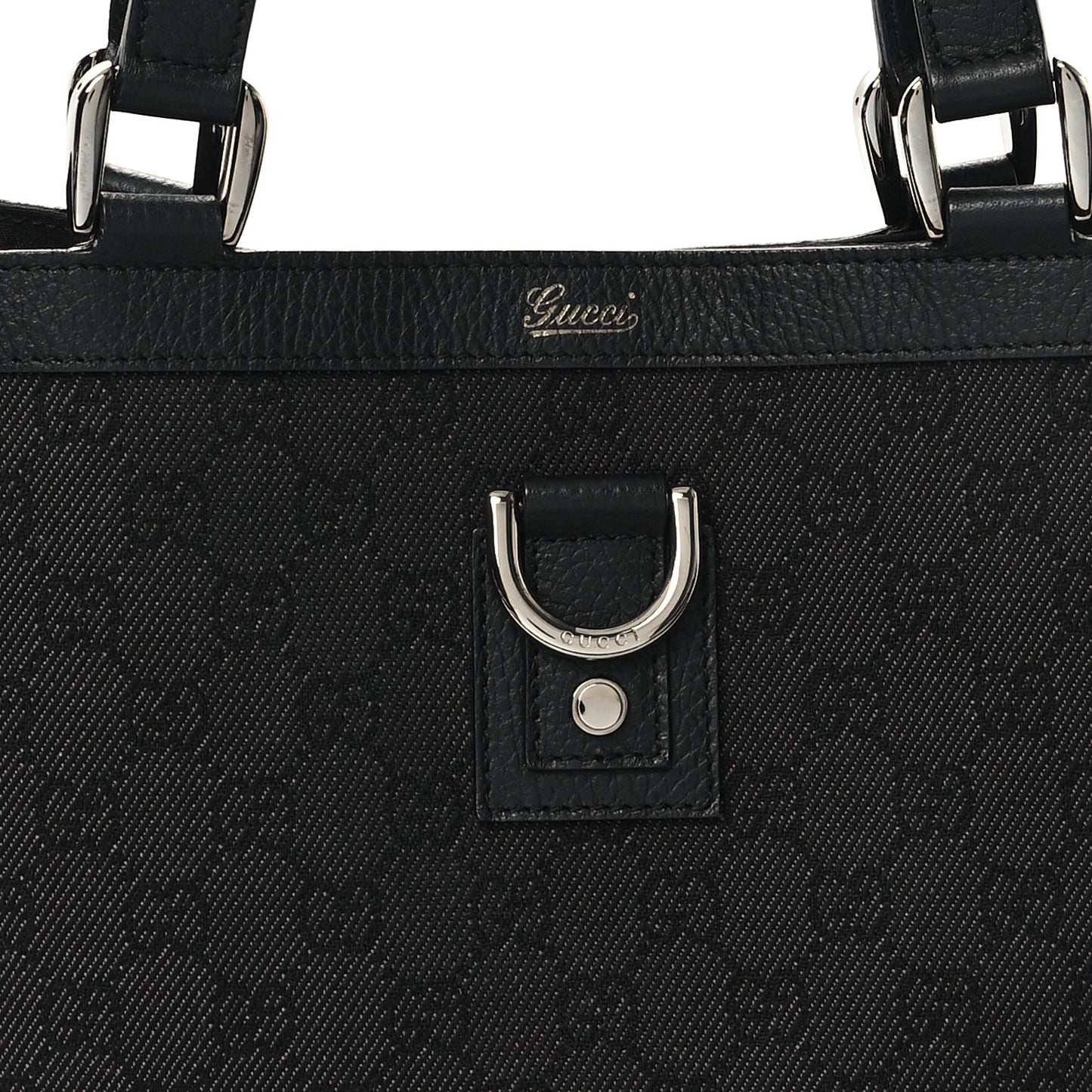 Denim Monogram Large Abbey Tote Black