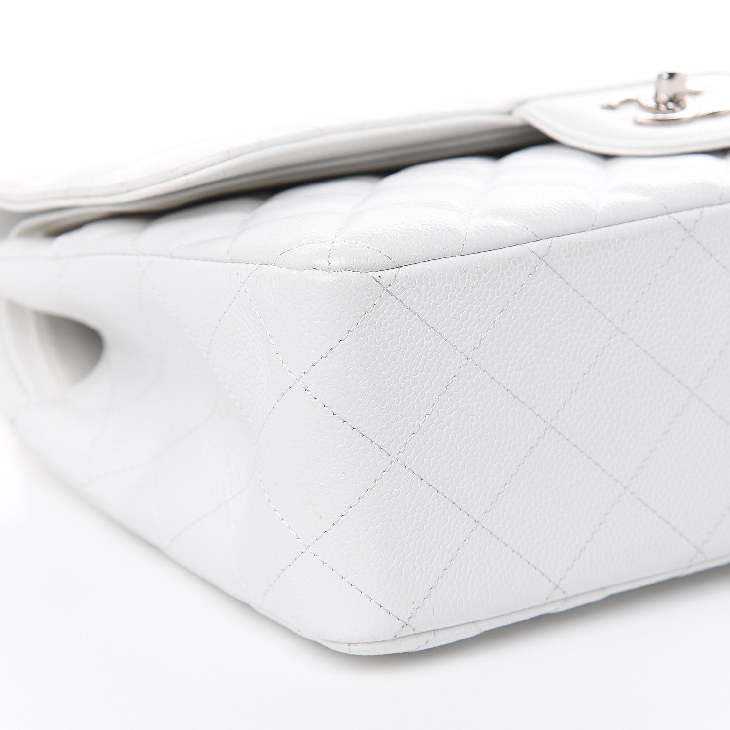 Chanel Caviar Quilted Jumbo Double Flap White 8 of 16