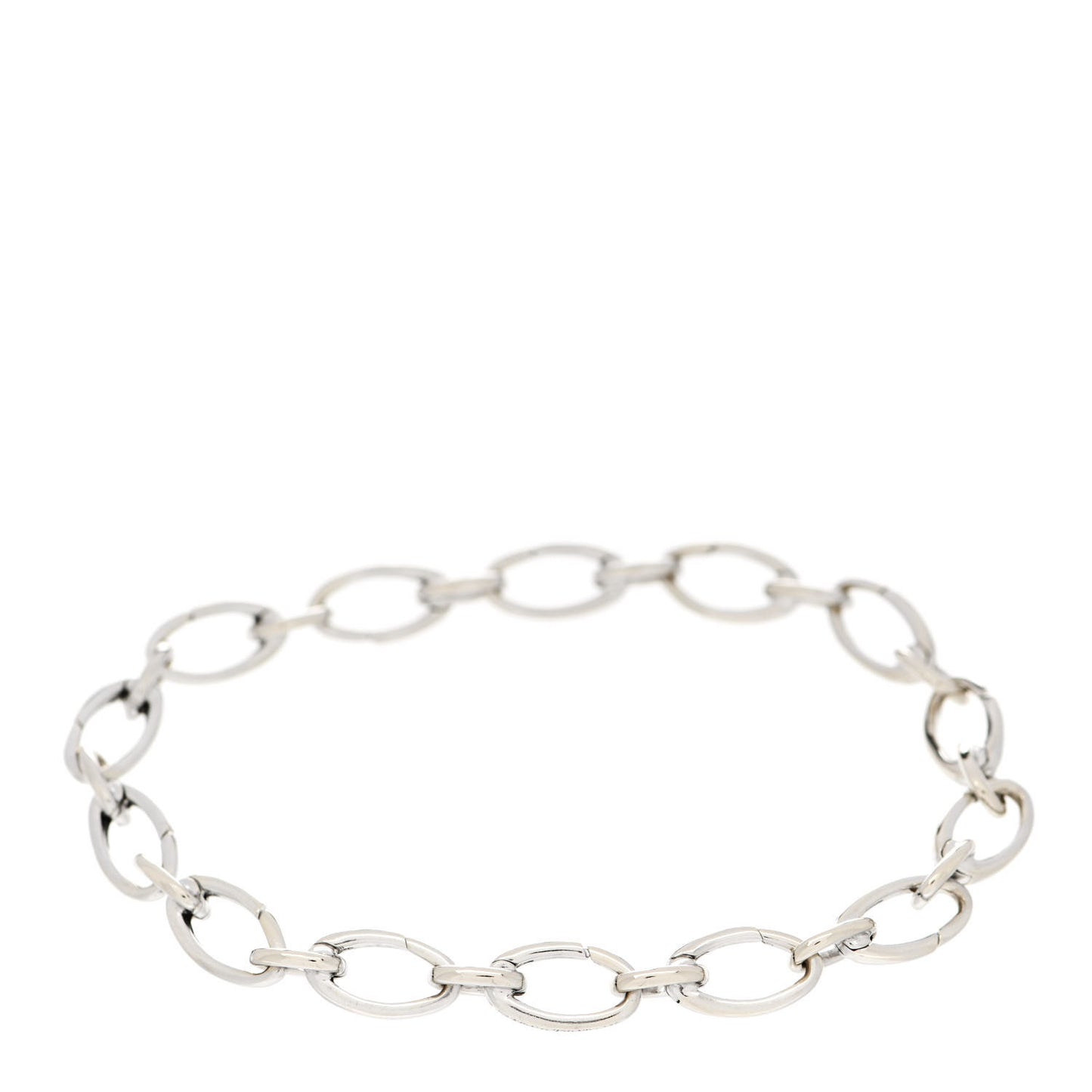 18K White Gold Oval Link Bracelet