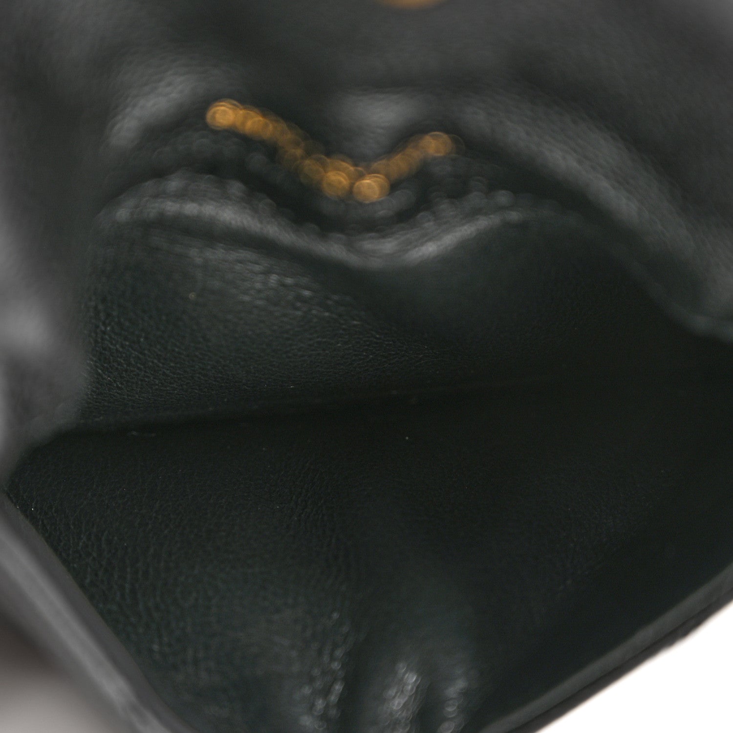Saint Laurent Grain De Poudre Matelasse Chevron Monogram Compact Wallet Black 5 of 7