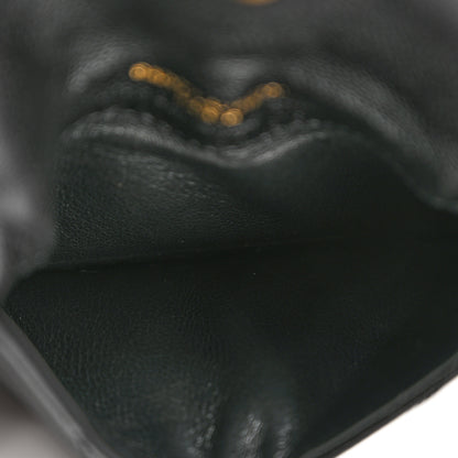 Saint Laurent Grain De Poudre Matelasse Chevron Monogram Compact Wallet Black 5 of 7