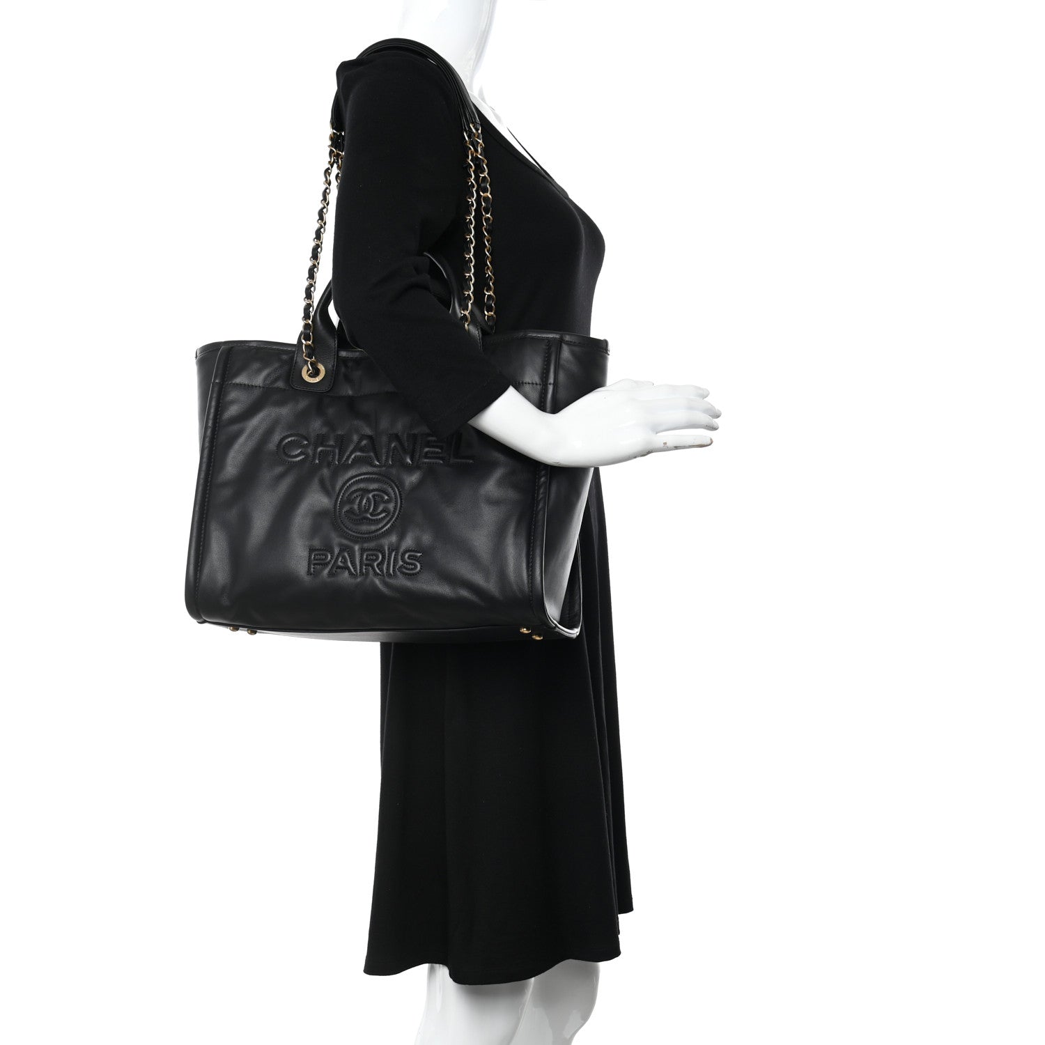 Chanel Calfskin Small Deauville Tote Black 2 of 15