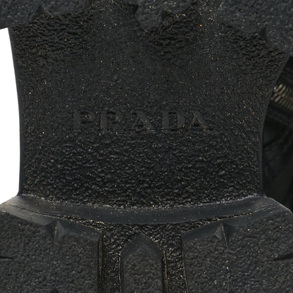 Prada Spazzolato Rois Re-Nylon Metal Triangle Logo Monolith Pouch Pocket 55mm Tall Combat Boots 36 Black 7 of 10