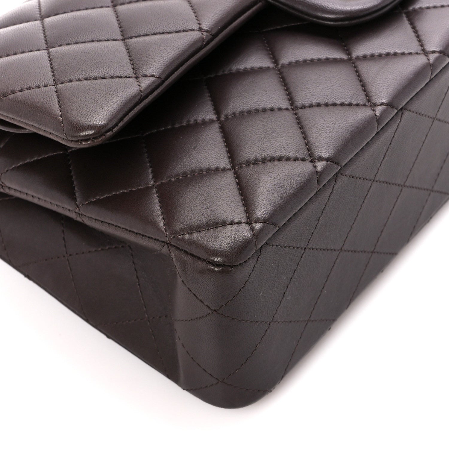 Chanel Lambskin Quilted Medium Double Flap Dark Brown 10 of 11