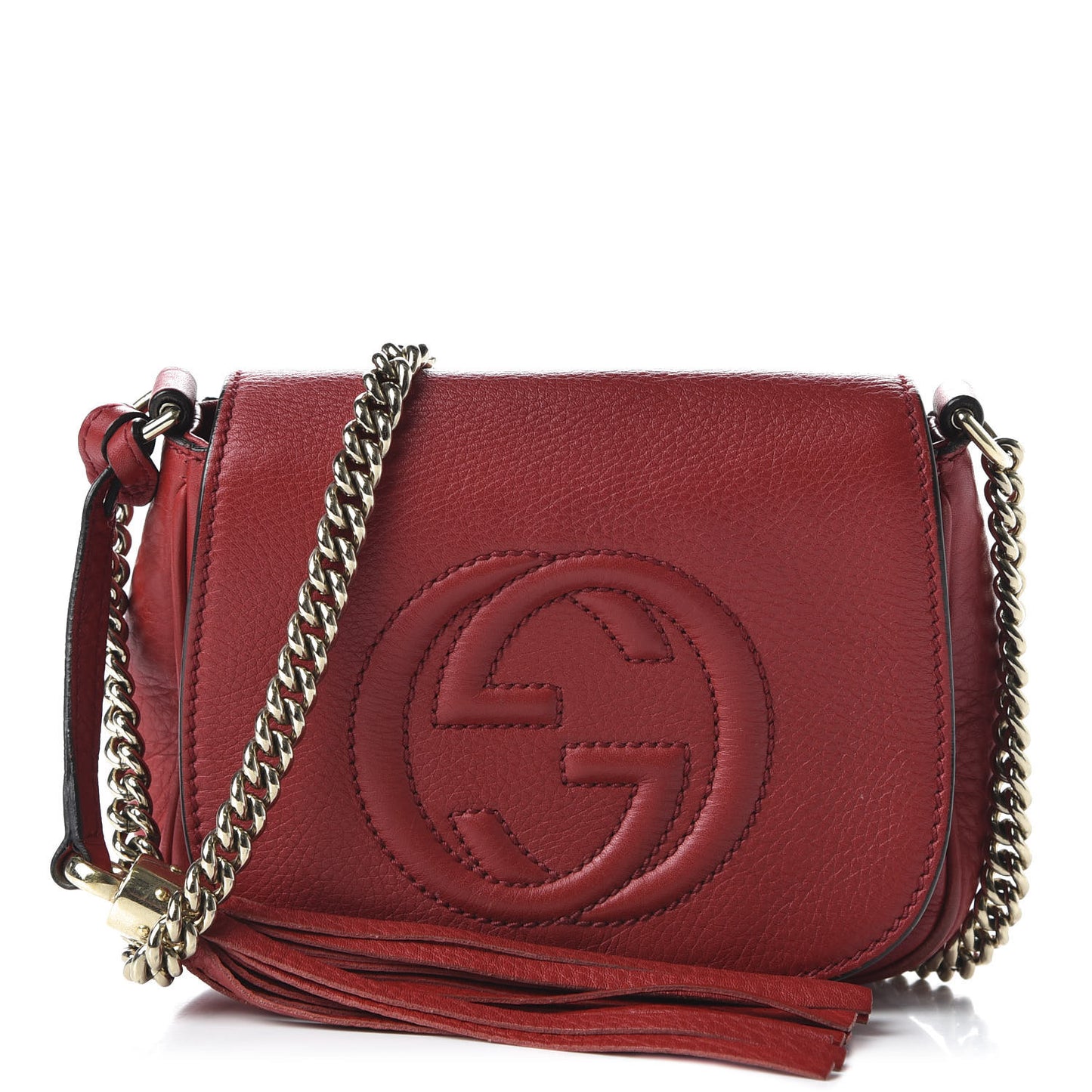 Pebbled Calfskin Small Soho Flap Crossbody Red