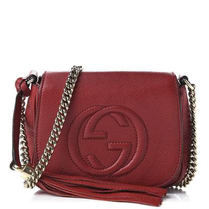 Gucci Pebbled Calfskin Small Soho Flap Crossbody Red 1 of 10