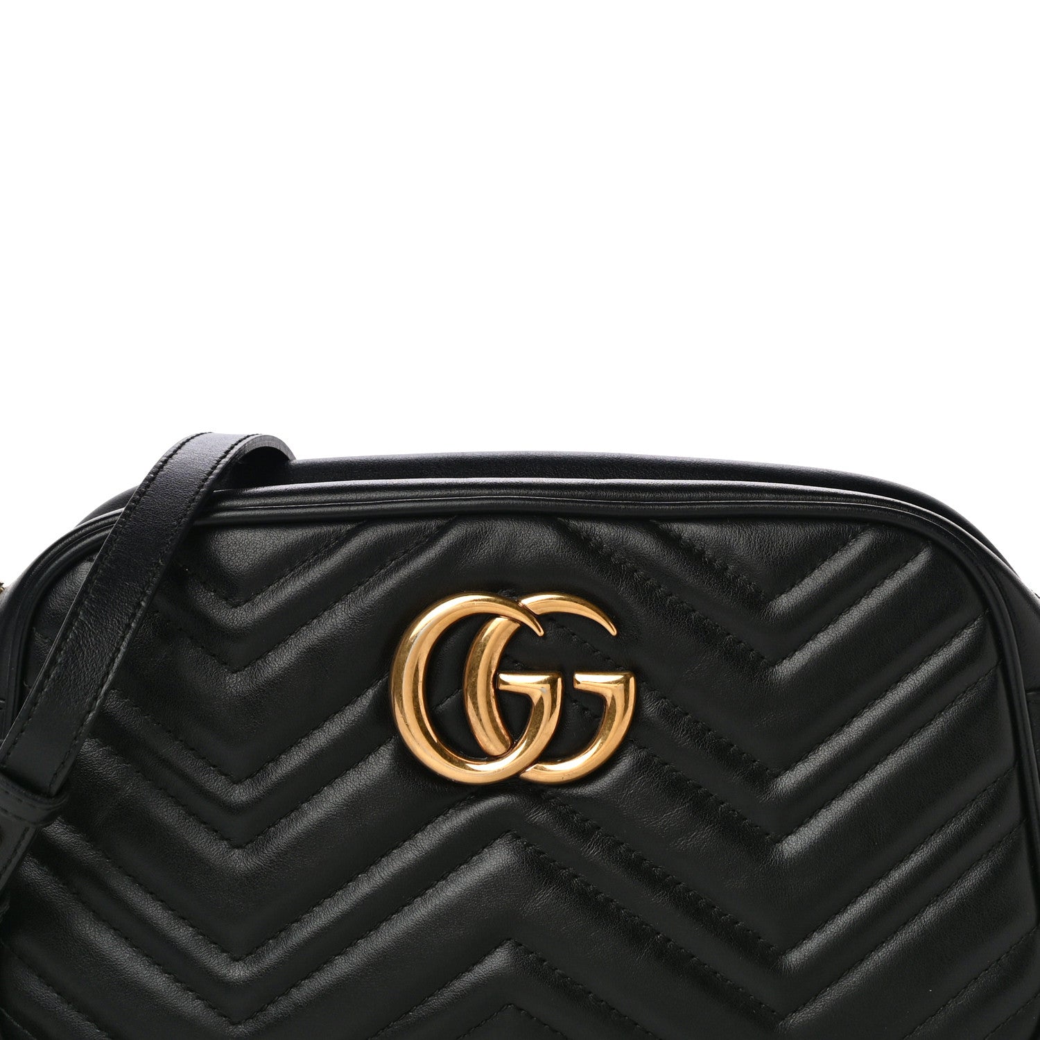 Gucci Calfskin Matelasse Small GG Marmont Chain Shoulder Bag Black 9 of 13