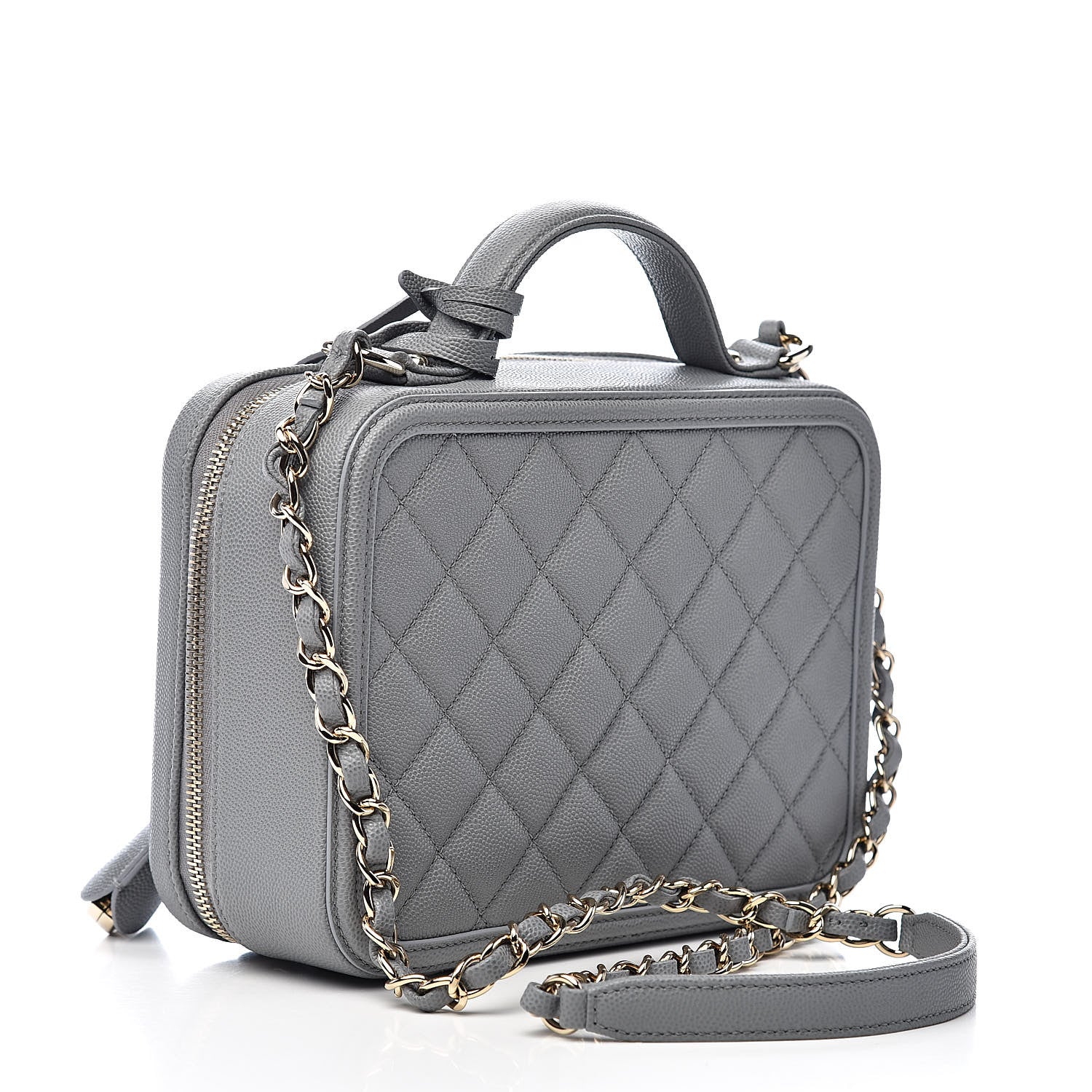 Chanel Caviar Quilted Medium CC Filigree Vanity Case Grey 3 of 11