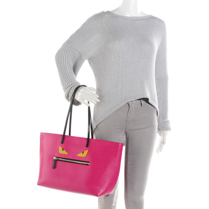 Fendi Vitello Elite Cuoio Monster Buggies Medium Roll Tote Ciclamino Black Multicolor Verde Prato 2 of 9