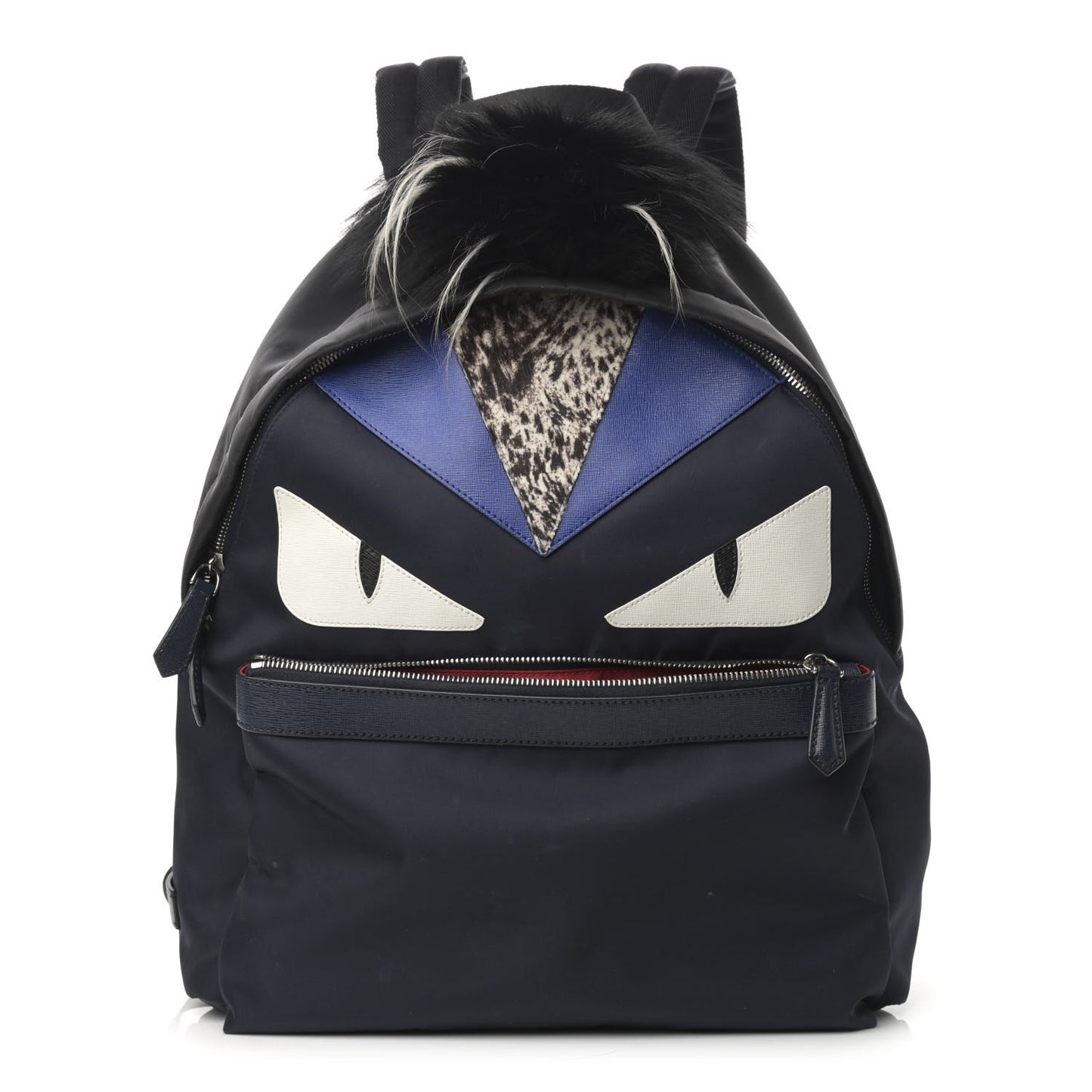 Nylon Vitello Fur Monster Backpack Black Multicolor
