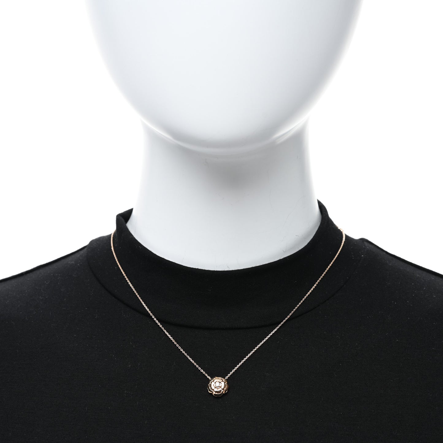 18K Rose Gold Diamond Extrait de Camelia Pendant Necklace