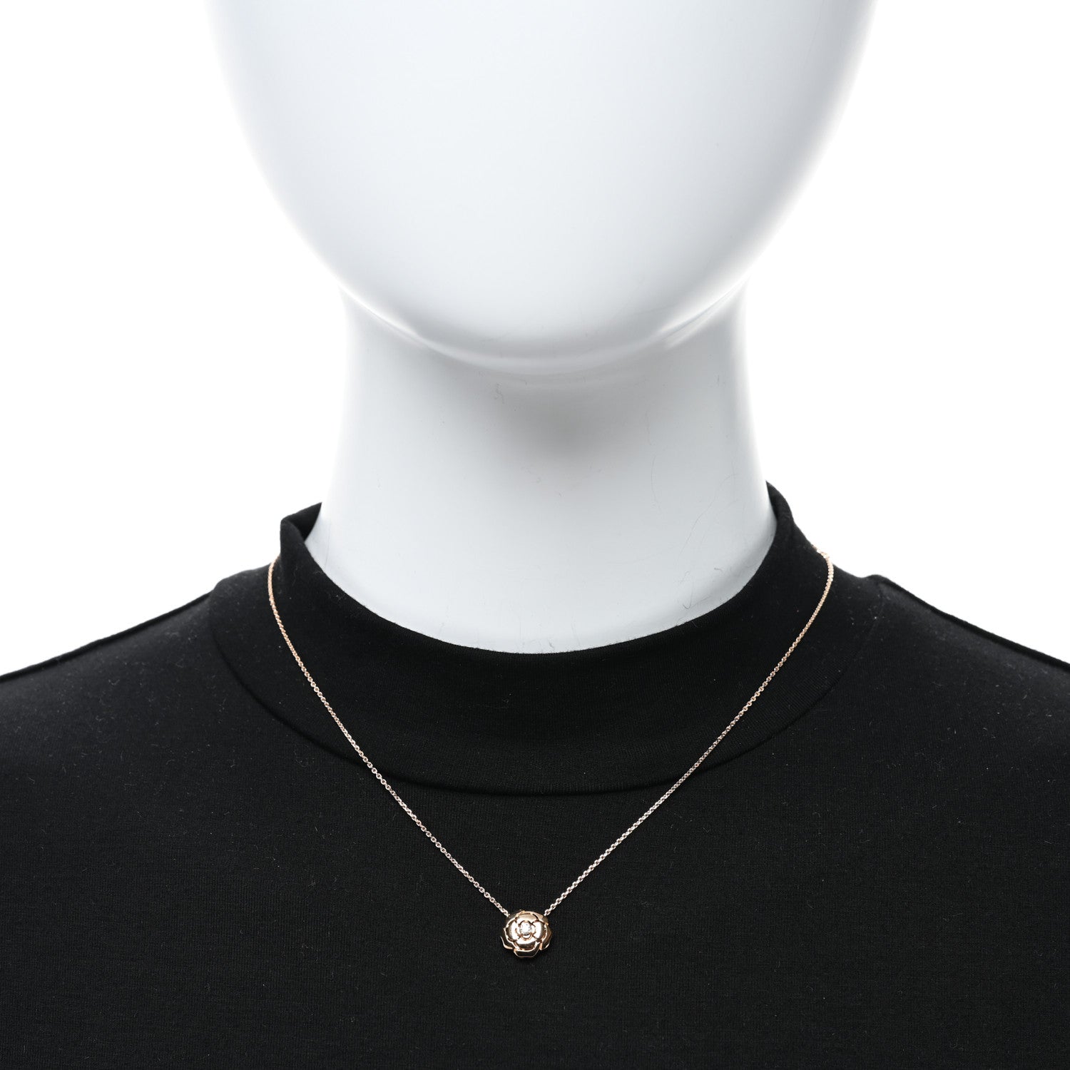 Chanel 18K Rose Gold Diamond Extrait de Camelia Pendant Necklace 2 of 6