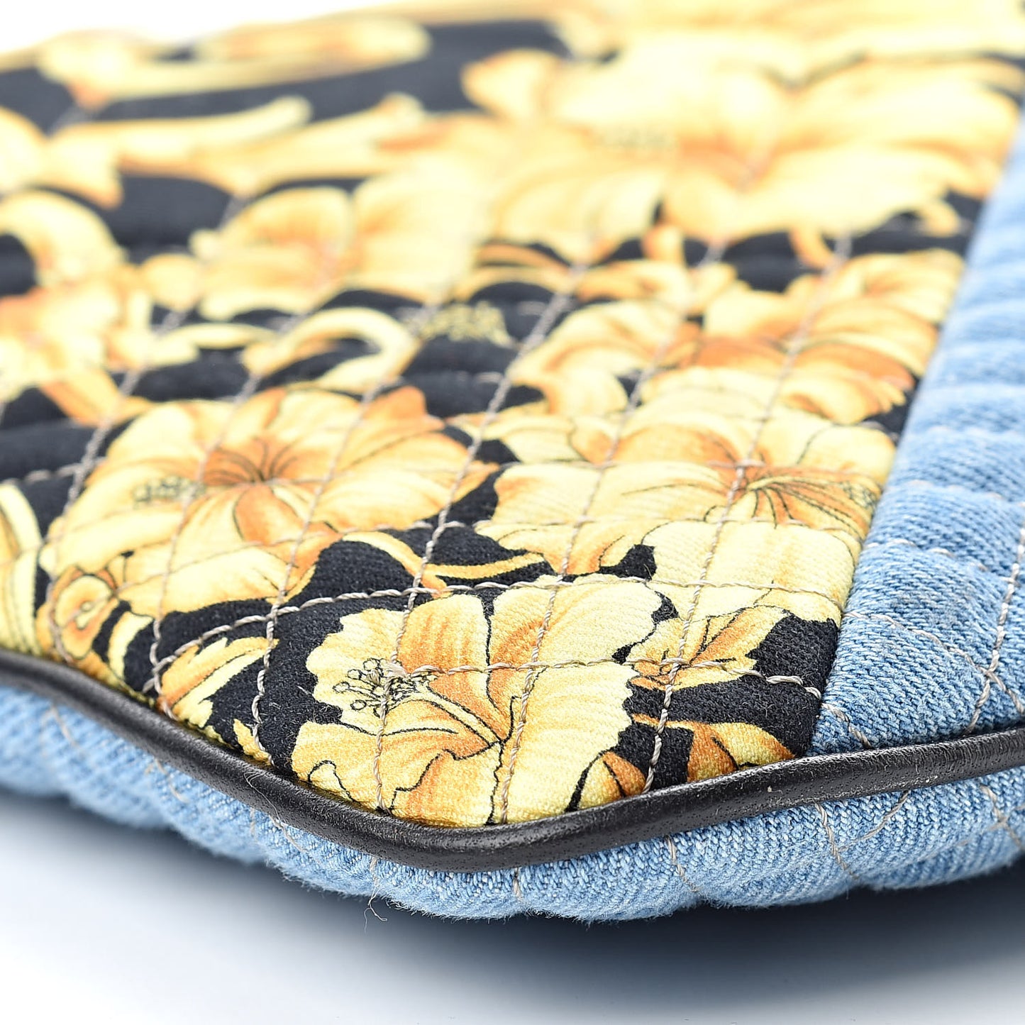 Denim Printed Barocco Shopping Tote Dusk Blue Multicolor