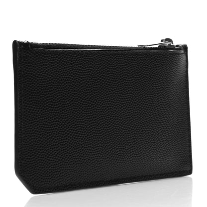 Saint Laurent Grained Calfskin 5 Fragments Zip Pouch Card Holder Black 3 of 11