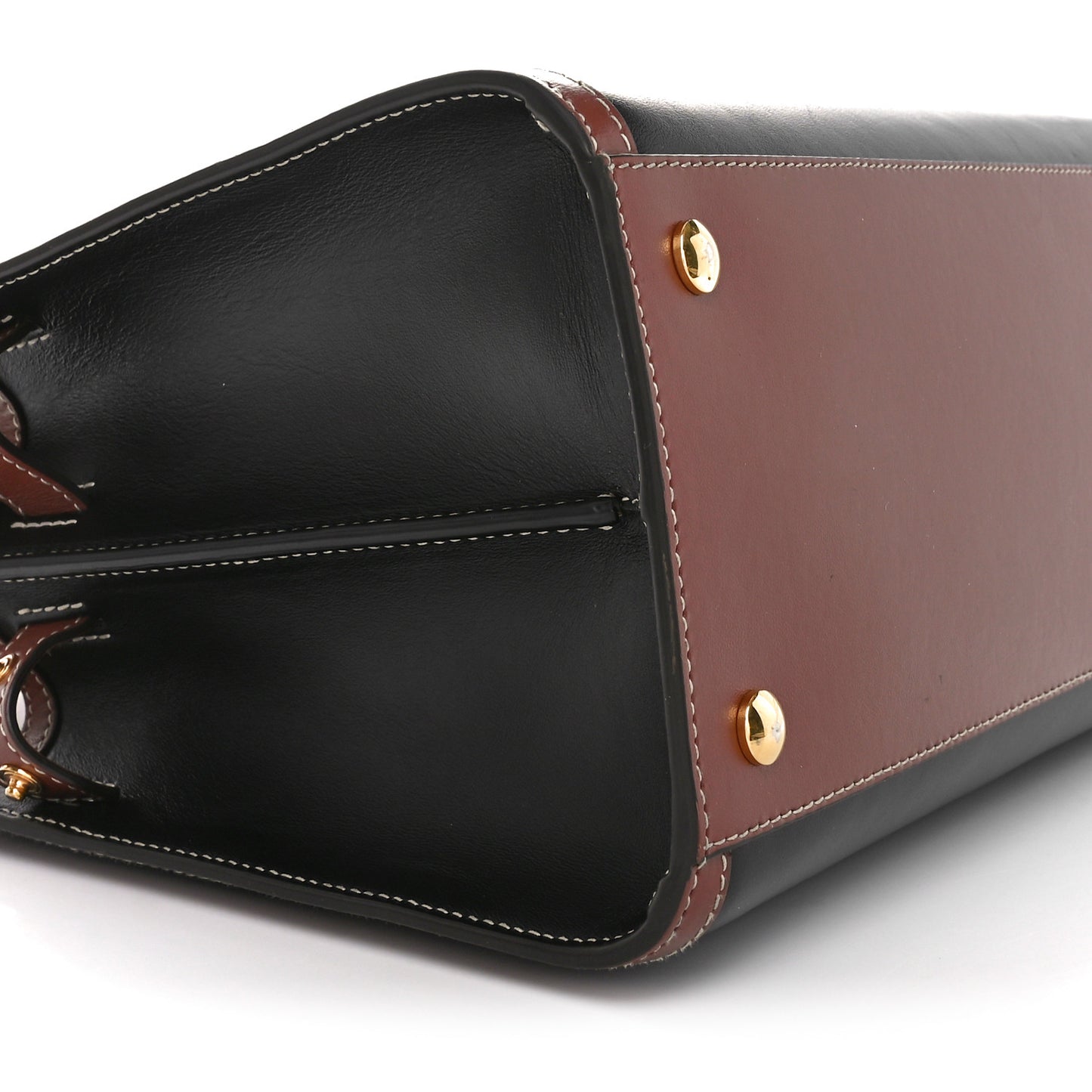 Calfskin Vintage Check Small Two Handle Title Bag Black