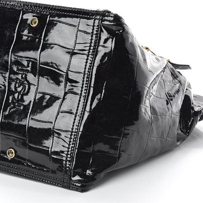 Saint Laurent Patent Crocodile Embossed Medium Downtown Tote Black 8 of 8