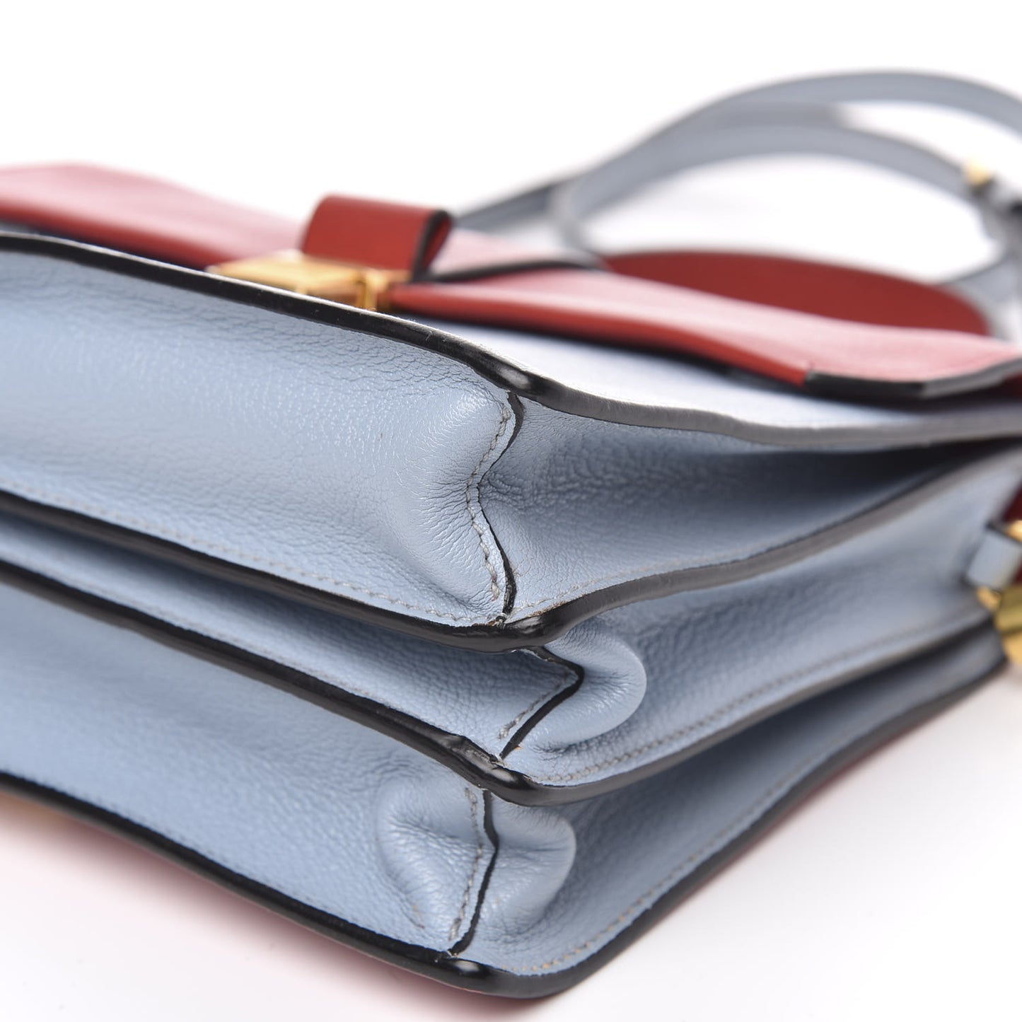 Goatskin Madras Top Handle Bag Rosso Cielo