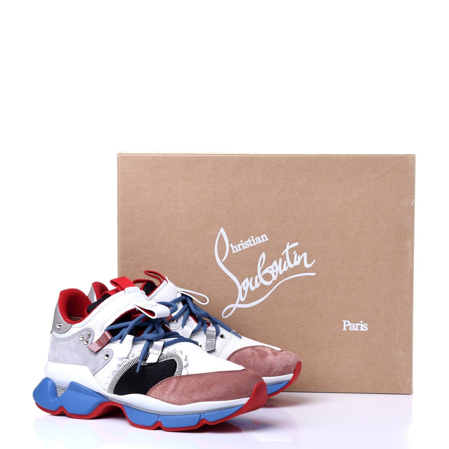 Mesh Suede Red Runner Flat Sneaker 40 Multicolor