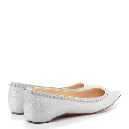 Christian Louboutin Mini Glitter Anjalina Flats 37 Silver 4 of 7