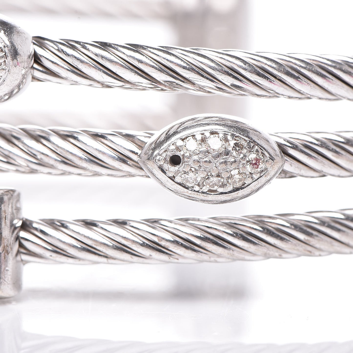 Sterling Silver Diamond Three Row Confetti Cuff Bracelet