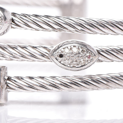 David Yurman Sterling Silver Diamond Three Row Confetti Cuff Bracelet 5 of 5
