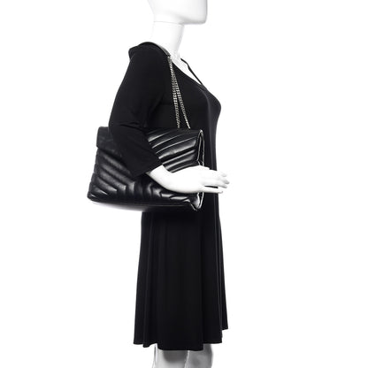 Saint Laurent Calfskin Y Quilted Monogram Medium Loulou Chain Satchel Black 2 of 12
