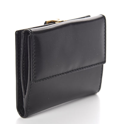 Gucci Calfskin Wood French Flap Wallet Black 3 of 7