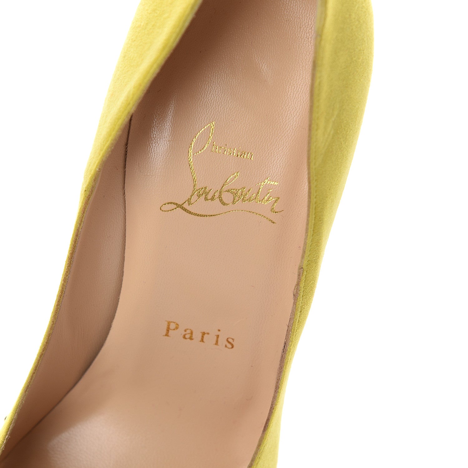 Christian Louboutin Suede Door Knock 120 Pumps 38 Anis Gold 5 of 7