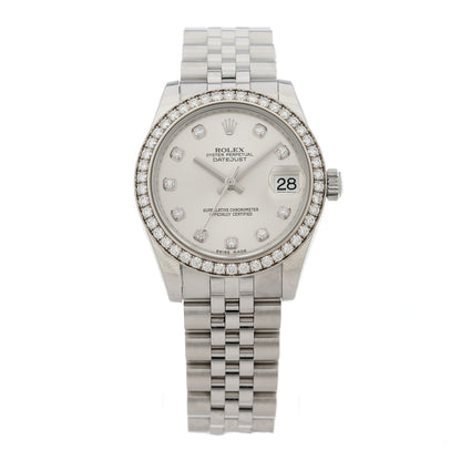 Rolex Stainless Steel 18K White Gold Diamond Bezel 31mm Oyster Perpetual Datejust Watch Silver 278384RBR 1 of 4