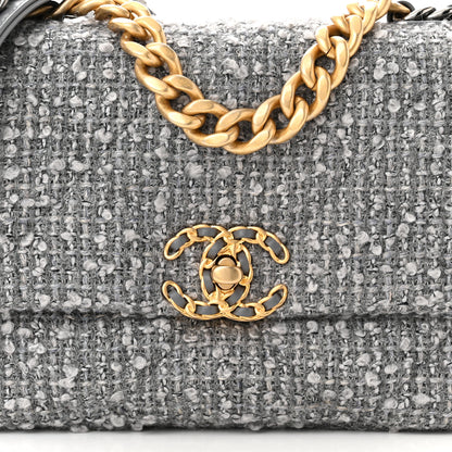 Chanel Tweed Quilted Medium Chanel 19 Flap Grey 8 of 11