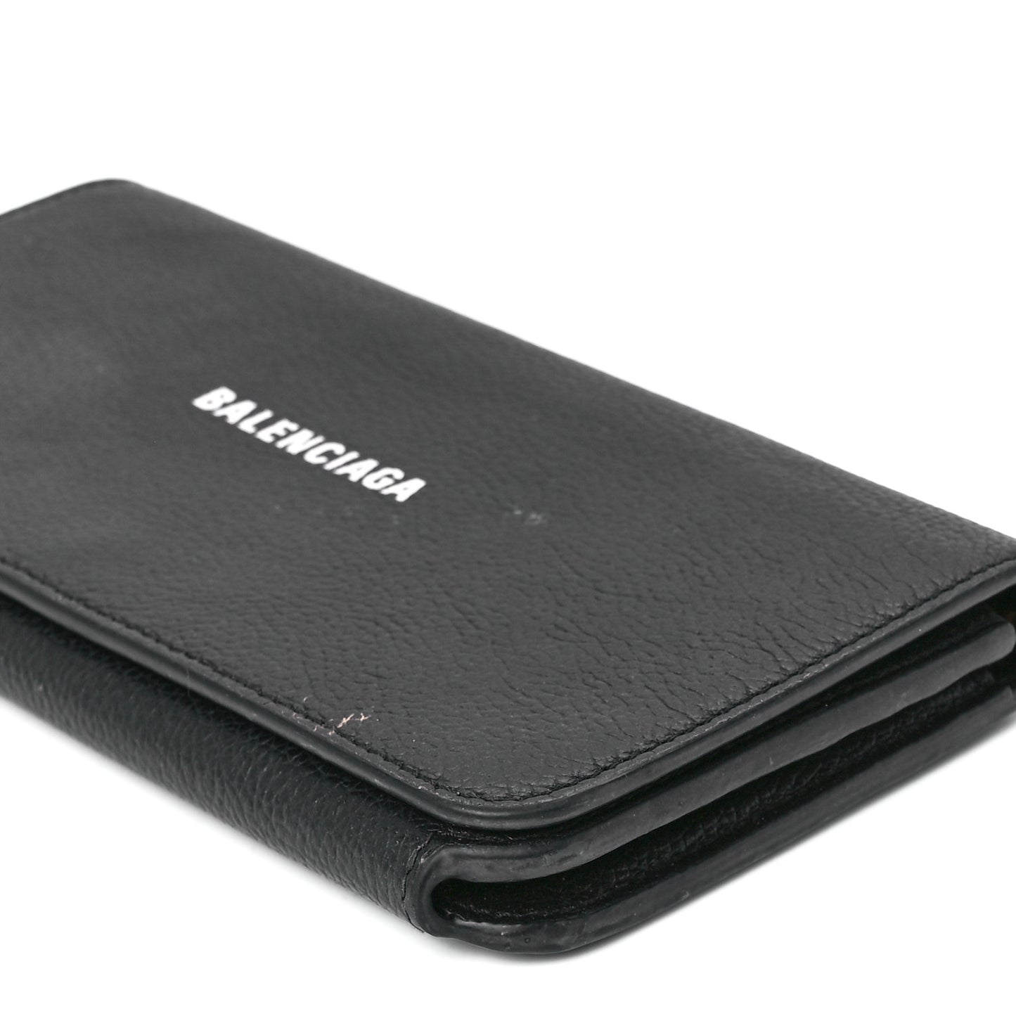 Grained Calfskin Logo Cash Thin Money Wallet Black White
