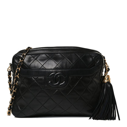 Chanel Lambskin Quilted CC Tassel Camera Case Black 1 of 9