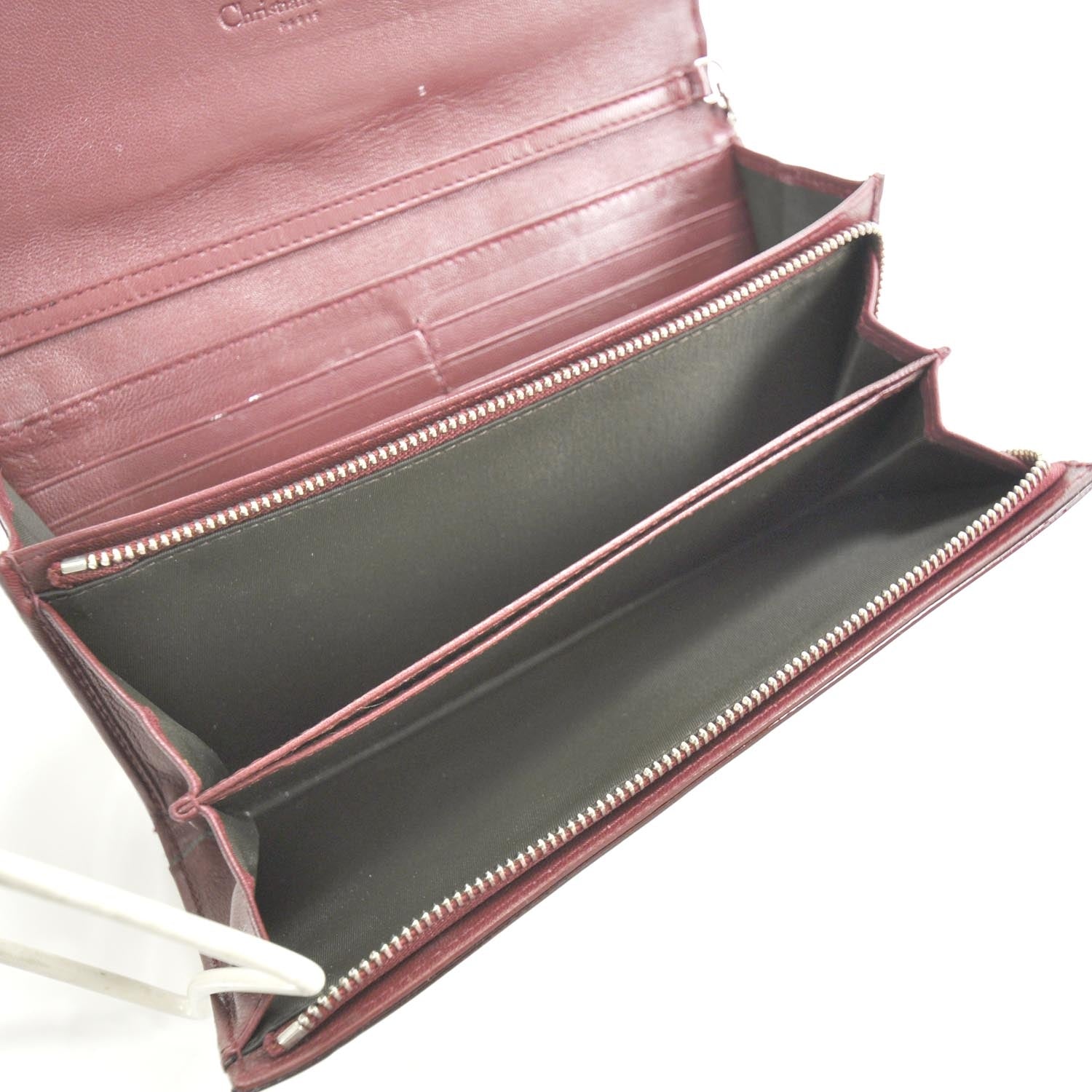 Christian Dior Patent Cannage Rendezvous Chain Wallet Bordeaux 5 of 7