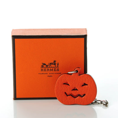 Hermes Chevre Pumpkin Key Chain Bag Charm Orange 4 of 5