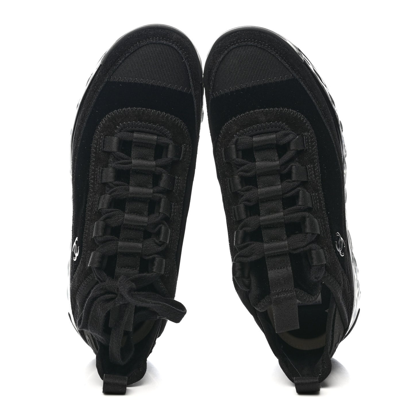 Suede Calfskin Velvet Grosgrain CC Sneakers 35.5 Black