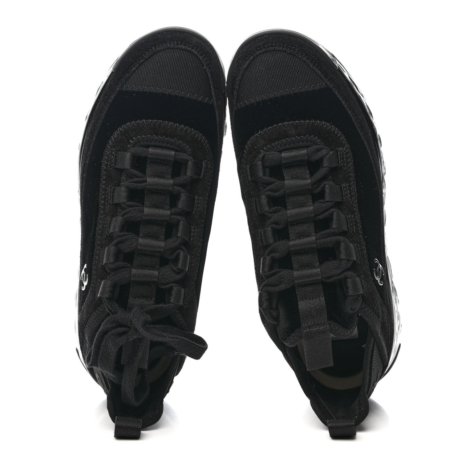 Chanel Suede Calfskin Velvet Grosgrain CC Sneakers 35.5 Black 2 of 9