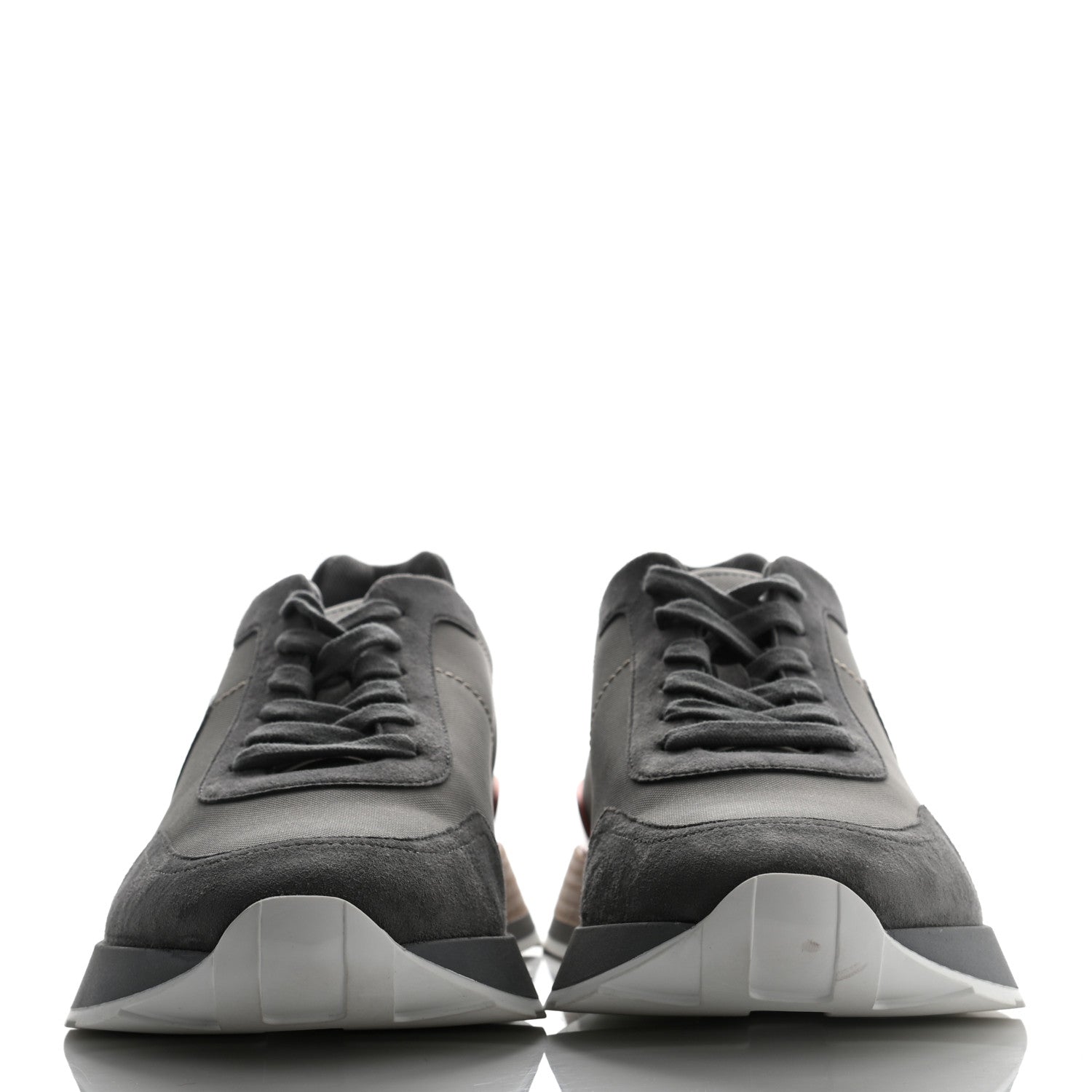 Hermes Technical Canvas Suede Goatskin Mens Drive Sneakers 43 Gris 2 of 9
