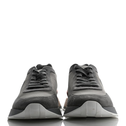 Hermes Technical Canvas Suede Goatskin Mens Drive Sneakers 43 Gris 2 of 9