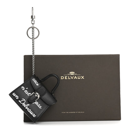 Delvaux Calfskin Mini L'Humour Brillant Bag Charm Black White 7 of 7