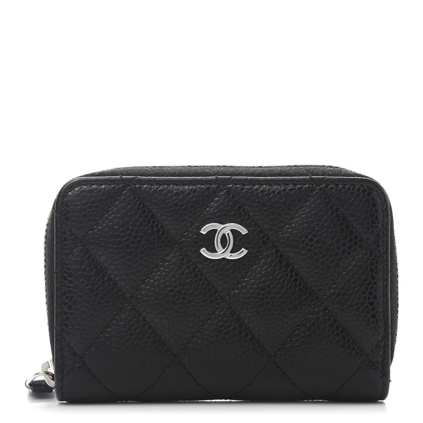 Caviar Quilted Zip Coin Purse Black