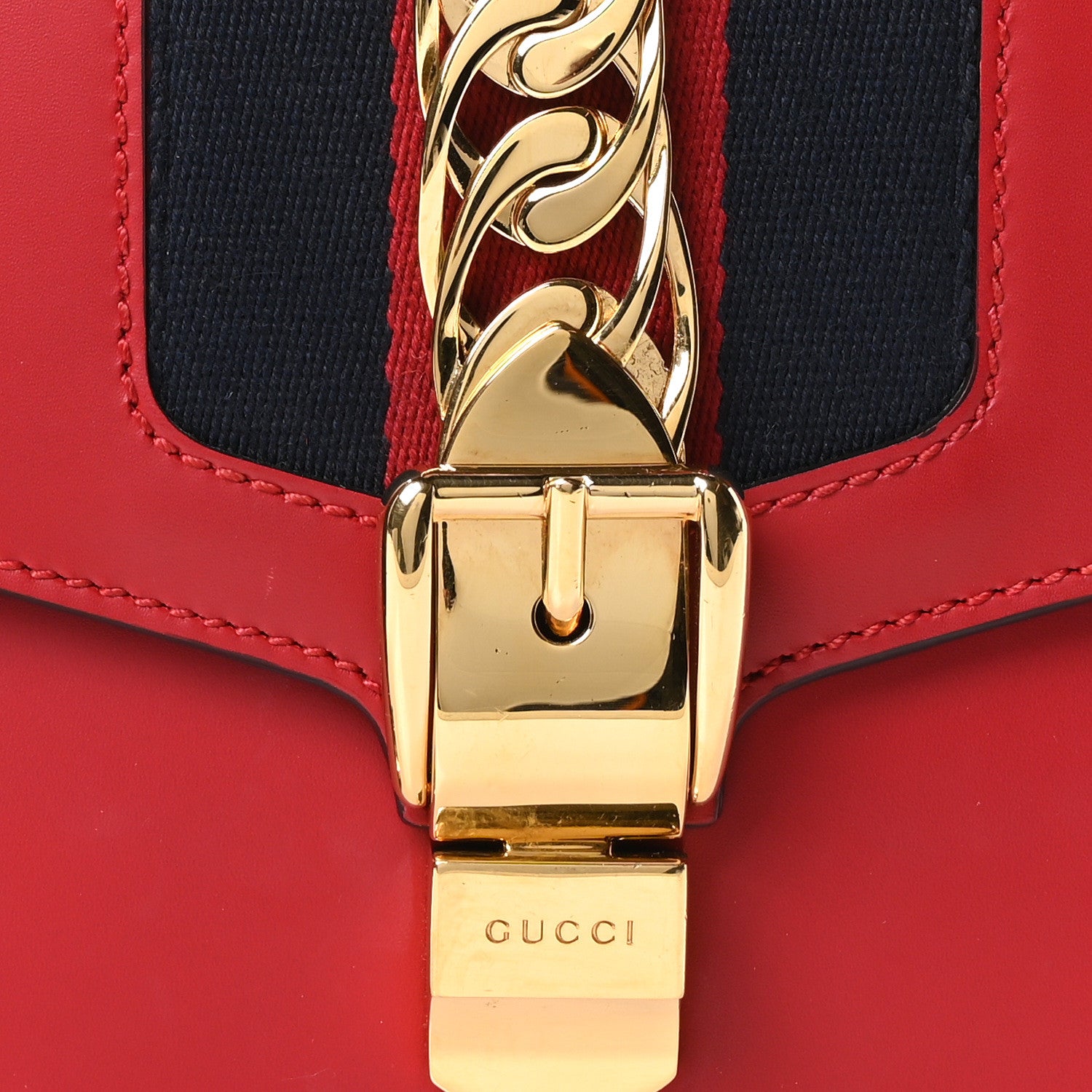 Gucci Calfskin Small Sylvie Shoulder Bag Hibiscus Red 7 of 9