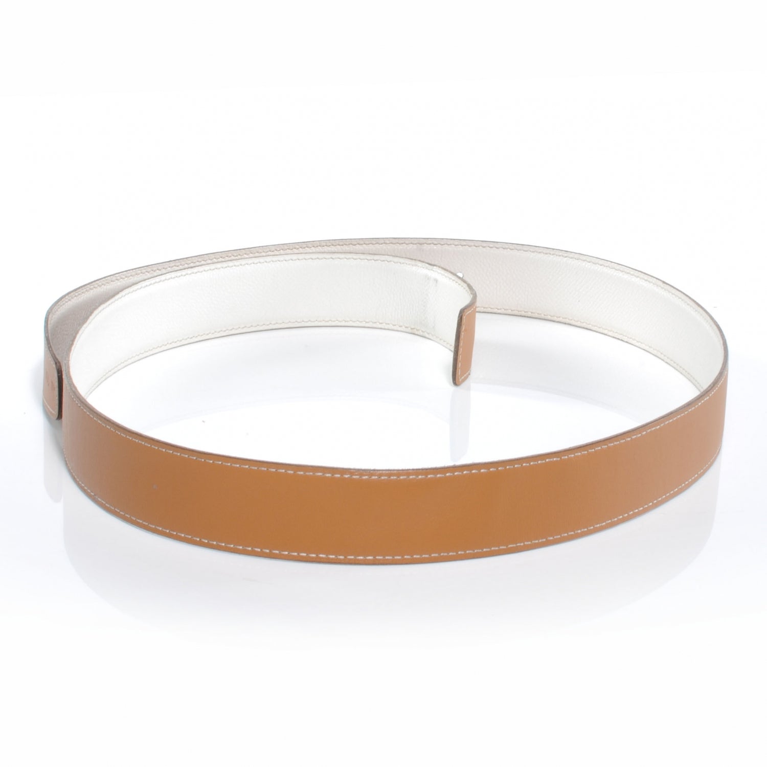 Hermes Chamonix Epsom Reversible Belt Strap 100 Natural Blanc 4 of 5