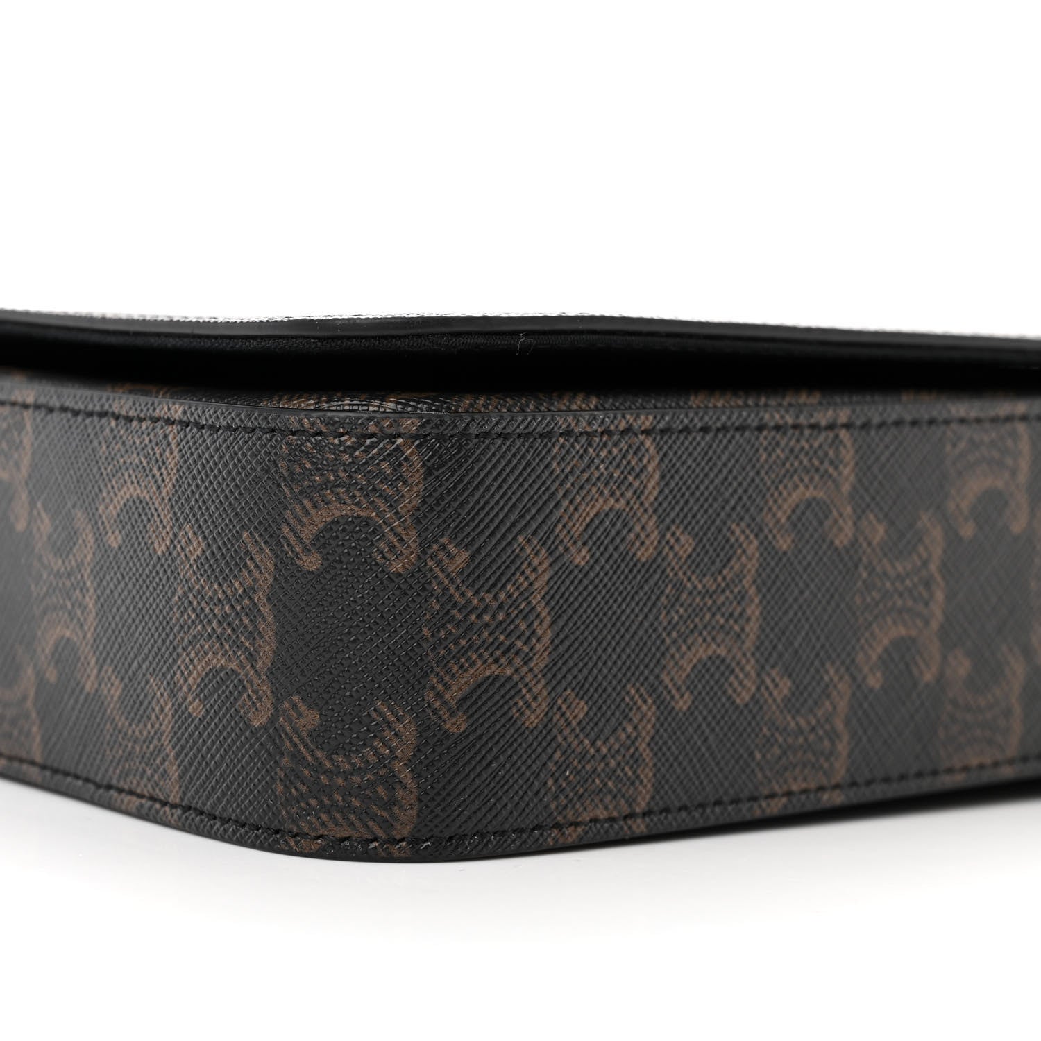 Celine Triomphe Canvas Calfskin Flap Messenger Bag Black 9 of 10