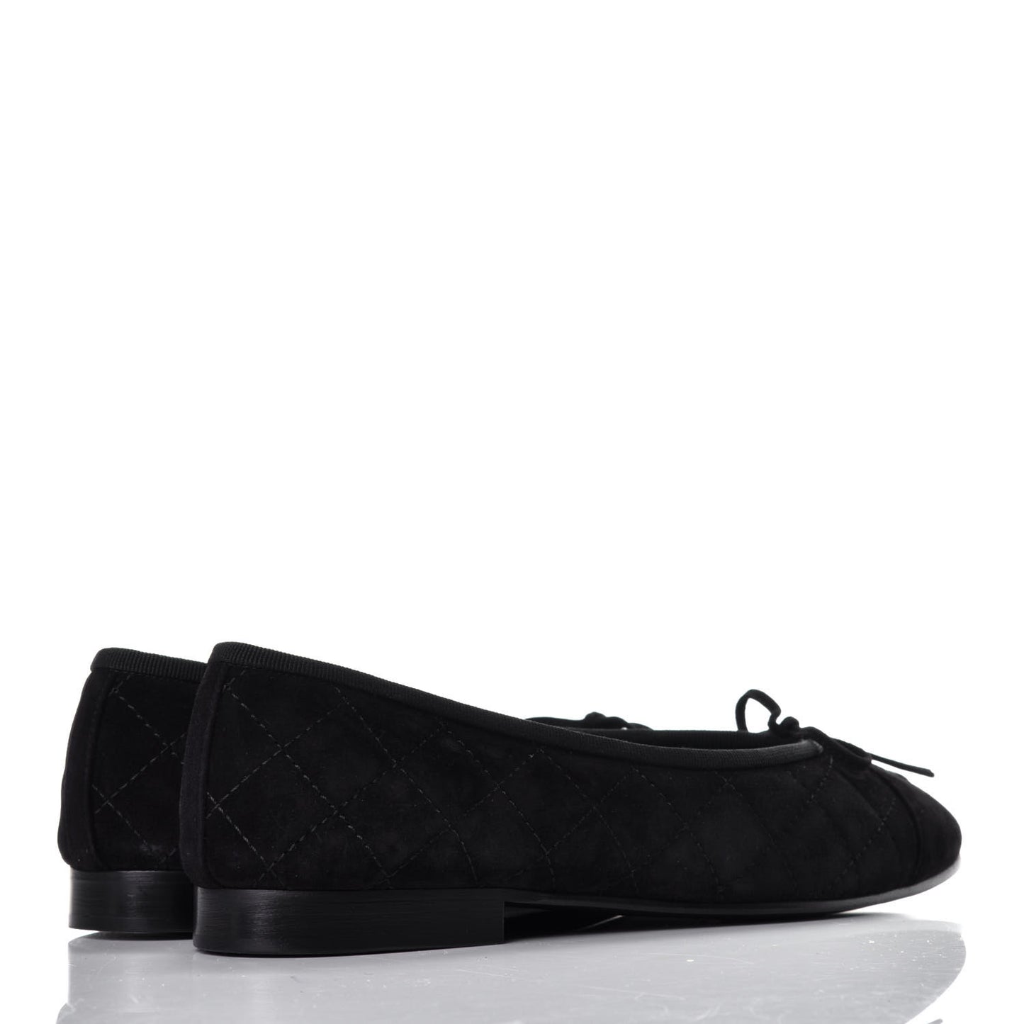 Suede Quilted Cap Toe CC Ballerina Flats 38 Black